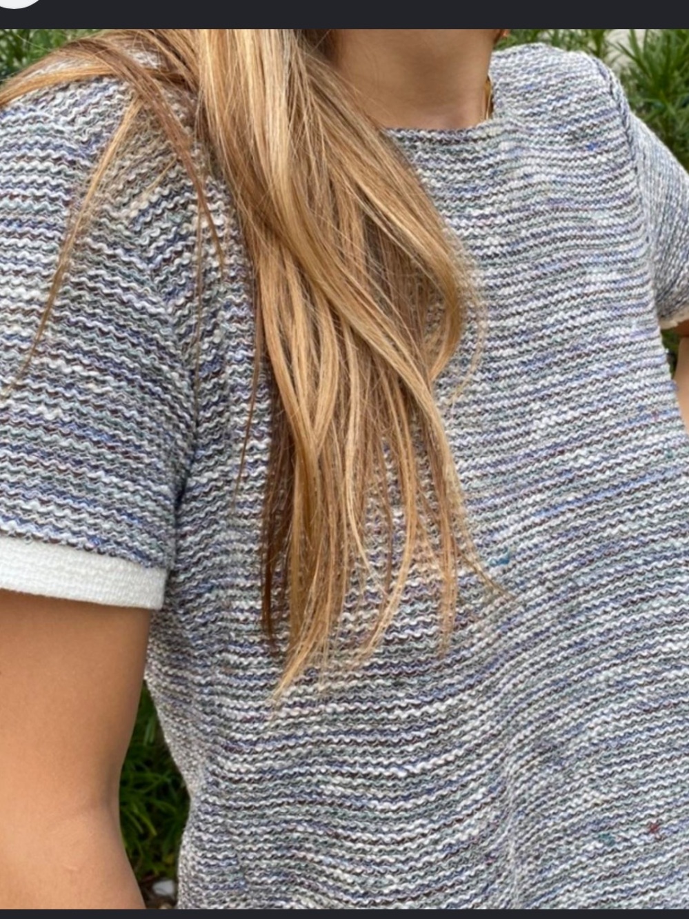 Zara grey & White Knit Short Sleeve Top size small